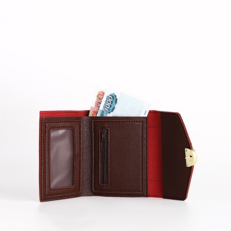 Women's wallet on the button, burgundy color-4