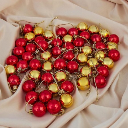 Set of balls plastic D-3 cm, 56 pcs "triangle" gold red
