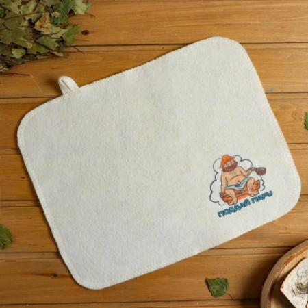 Set for a bathhouse and sauna 5V1 (bag, hat, mittens, rug, washcloth), with a pair print, white-13