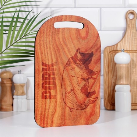 Groot and serving board with "PORK" decor 29.25x18.75x0.55 cm, plywood-1