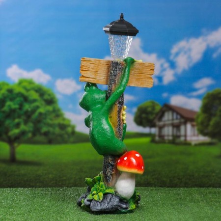 Garden Lanter "Frog with a flashlight and a" hello "sign" 56x26cm-7