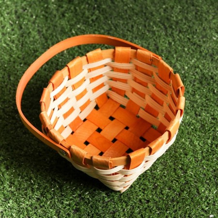 Wicker basket, orange, 16.5 × 9.5 × 20 cm, veneer-6