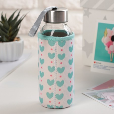A glass bottle in a Vanilla cover, 300 ml, h = 17 cm, MIX drawing-3