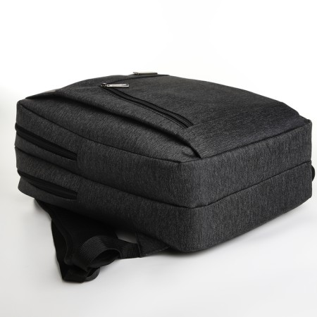 City backpack on a zipper, 2 pockets, with USB, black color-4