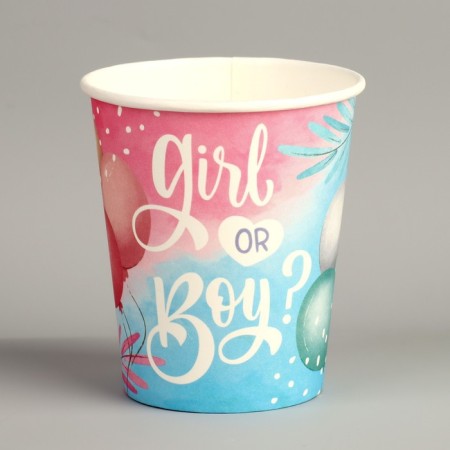 Gender Pati. A single -single -paper glass “girl or boy”, 250 ml-1