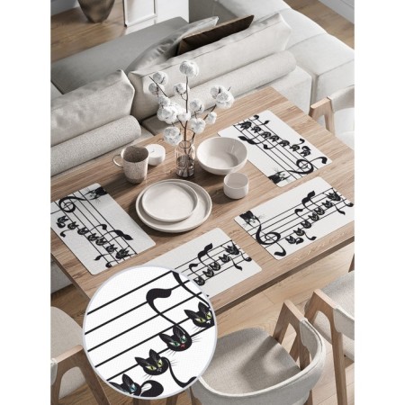 A set of napkins for setting the table “cat notes”, rectangular, rounded edges, size 30x46 cm, 4 pcs-1