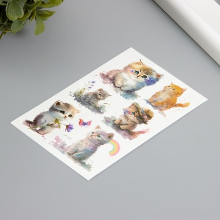 Tattoo on the body phosphorus with sparkles "kitten" 7.5x12 cm-1