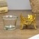 Glass candlestick, 1 candle "Flower" Gold 6.5x6x6 cm