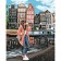 Picture on numbers on canvas with the subframe "Girl in Amsterdam", 40 x 50 cm