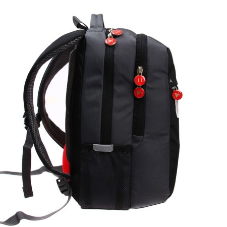 School backpack, 39 x 26 x 19 cm, Grizzly 156, ergonomic back, laptop compartment, black/gray/red RB-156-2_6-3