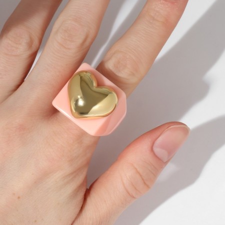 Ring "Heart" is wide, peach color, size 18.5-1