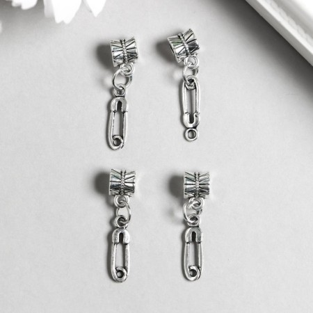 Bale with a pendant Metal for creativity "Bulavochka" silver 2.8 cm-1