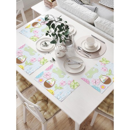 A set of napkins for setting the table "Easter elements for scrapbooking", rectangular, size 32x46 cm, 4 pcs