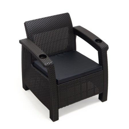 Roatan chair, with cup holders, 73x70x79 cm, mokko color, with a black pillow-1