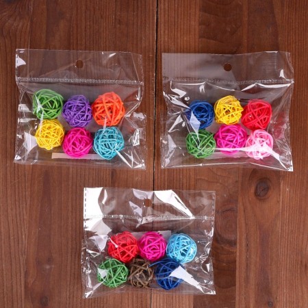 Decorative ball from the vine, set of 6 pcs., Size 1 pc. - 3 cm, color mix-3