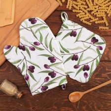 Set of kitchen shares Olives: mittens 20x27 cm, take 19x19 cm, 100% HL