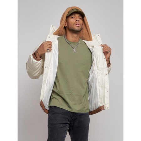 Eco -leather jacket men's, size 52, beige color-6