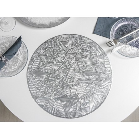 Set of serving napkins on the table “Leaves”, d = 38 cm, 4 pcs, silver color-3