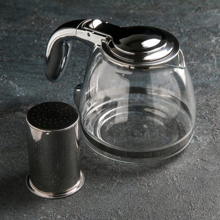 Glass teapot "Steel", 1 l, with a metal sieve-1