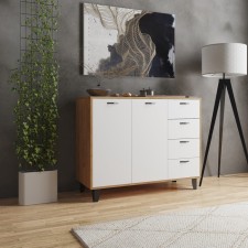 Komod Katrin-12, 1204 x 450 x 950, oak craft gold/white