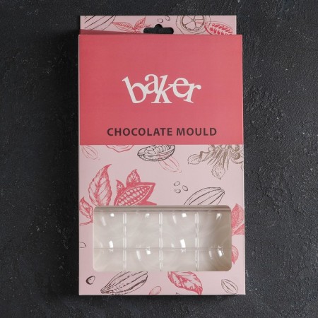 Konfinetta chocolate form “Tiles with rings”, 27.5 × 17.5 × 2.5 cm, 3 cells (15.3 × 7.5x0.8 cm)-4