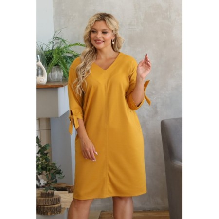 Female dress, size 48, mustard color-12