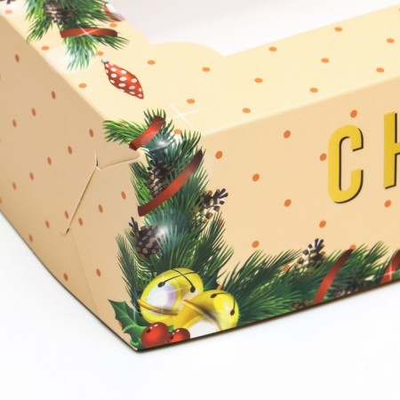 New Year. The box is folding, confectionery packaging with the "Happy New Year" window, 25 x 15 x 7 cm-5