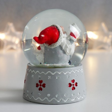Souvenir Polystone Water Ball "Santa Morozik with a long beard" 6.5x6.5x8.5 cm-2