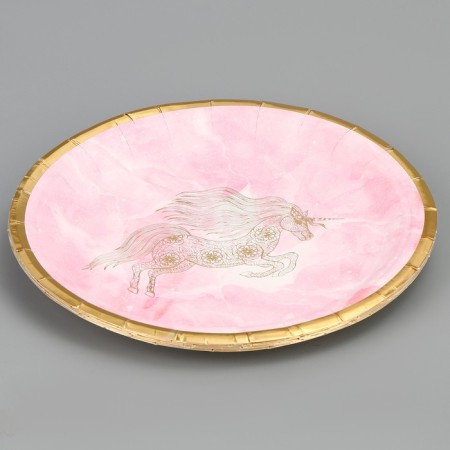 Paper plate "Golden Unicorn", 6 pcs.-1