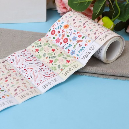 Stickers in the roll "Flowers", 150 pcs, 10 x 4 cm