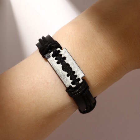 Bracelet unisex "blade", black color with black silver, d = 7 cm-3