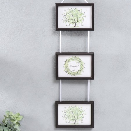 Triple photo frame on braid L-4 10x15 cm Wenge (plastic screen)