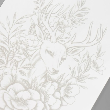 Tattoo on the body blue "Deer in flowers" 18x11 cm-3