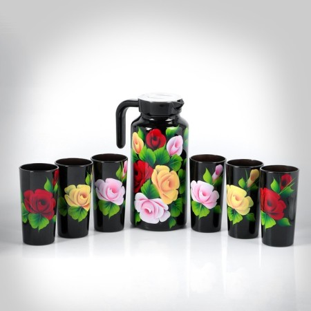 Set for juice with a tray "Zhostovo" Art painting, 6 glasses 1250/200 ml-12