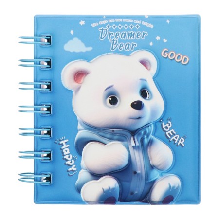 Notebook Gift Book on the crest 80l, line, color block, PVC cover 3D Bear (10x10.5cm) 10539