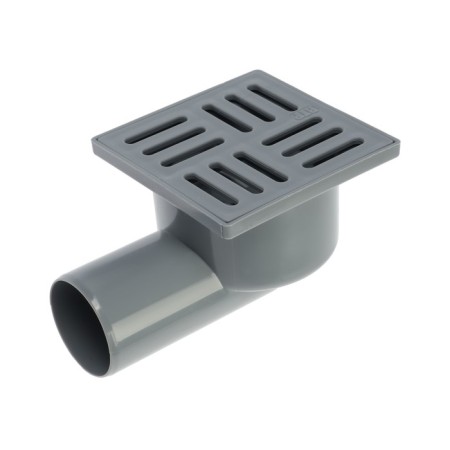 RTP ramp, horizontal, 100 x 100 mm, d = 50 mm, dry shutter, plastic grate, gray grate