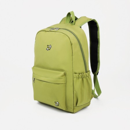 School backpack of textiles on lightning, Cute, 4 pockets, green color