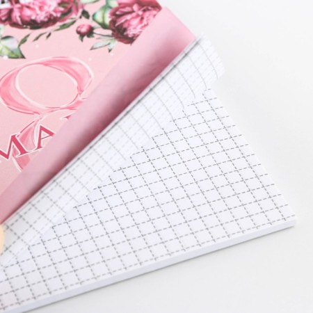 Notepad "March 8" on the crest, A6, 40 sheets in the cage, soft cover, paper density 65 r-3