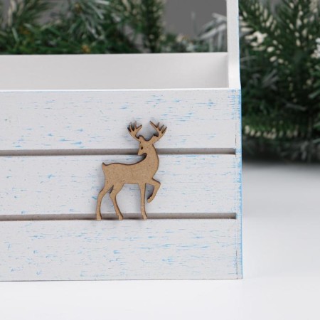 New Year. Kashpo wooden 25x15x30 cm "Deer", white-2