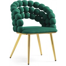 Stool on a metal frame Ball Beige/Gold, metal/velor, gold/green 61x60x81 cm