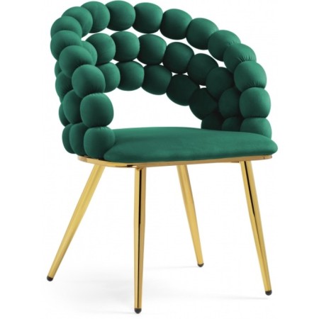 Stool on a metal frame Ball Beige/Gold, metal/velor, gold/green 61x60x81 cm