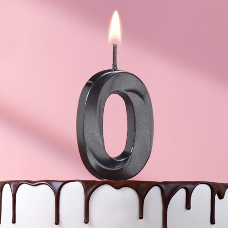 Candle in the cake on the skewer "Fine", the number "0", black, 5 cm