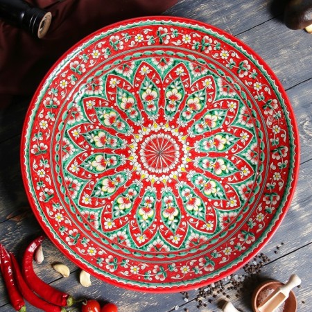 Largan Rishtan ceramics "Flowers", 41 cm, red-7