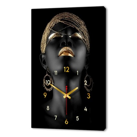 Carty clock wall-mounted interior "Black Gold Girl", silent, 50 x 70 cm