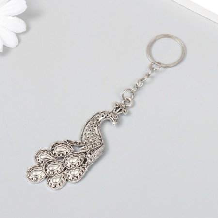 Metal keychain "Peacock" silver/gold 7.2x3 cm-1