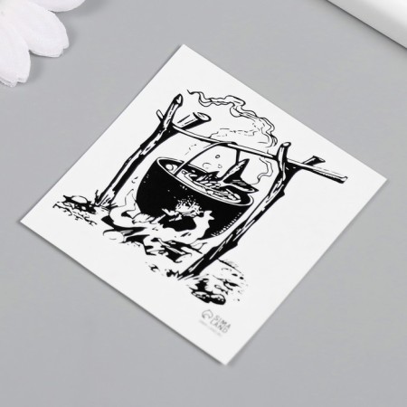 Tattoo on the body Black "Kotel at the fire" 6x6 cm-4