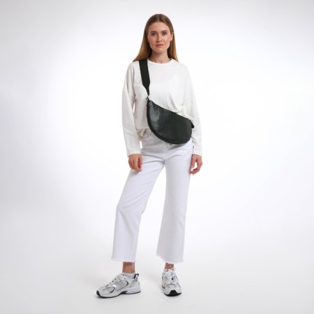 Women's bag over the shoulder Textura, small size, green color-4
