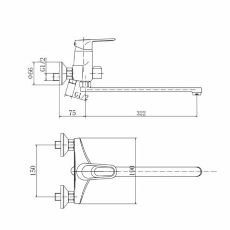 Fashun A2204 bath mixer, single -leaf, pour 320 mm, with shower, chrome-1
