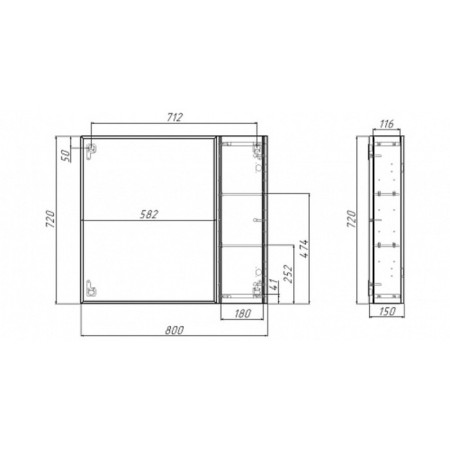 Mirror cabinet for bathroom dominoes UNO 80, oak woth, backlight, left-1