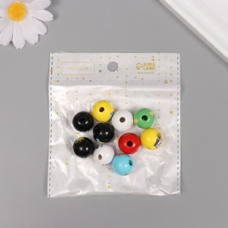Beads for creativity tree "School everyday life" set 10 pcs 1.6x1.6x1.6 cm-3